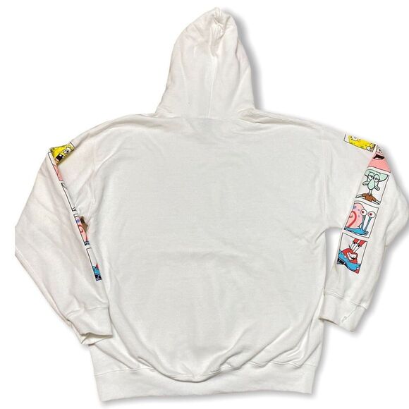 Spongebob Squarepants Hoodie Men S White Patrick Star Sleeve Graphic Nickelodeon - Picture 2 of 4